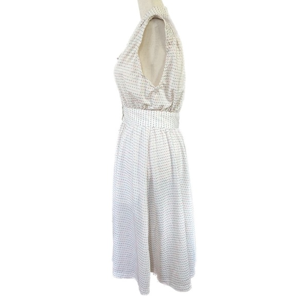 VINTAGE 1970s Cream & Rainbow Striped Sleeveless Day Dress with Pockets Small - Picture 4 of 12